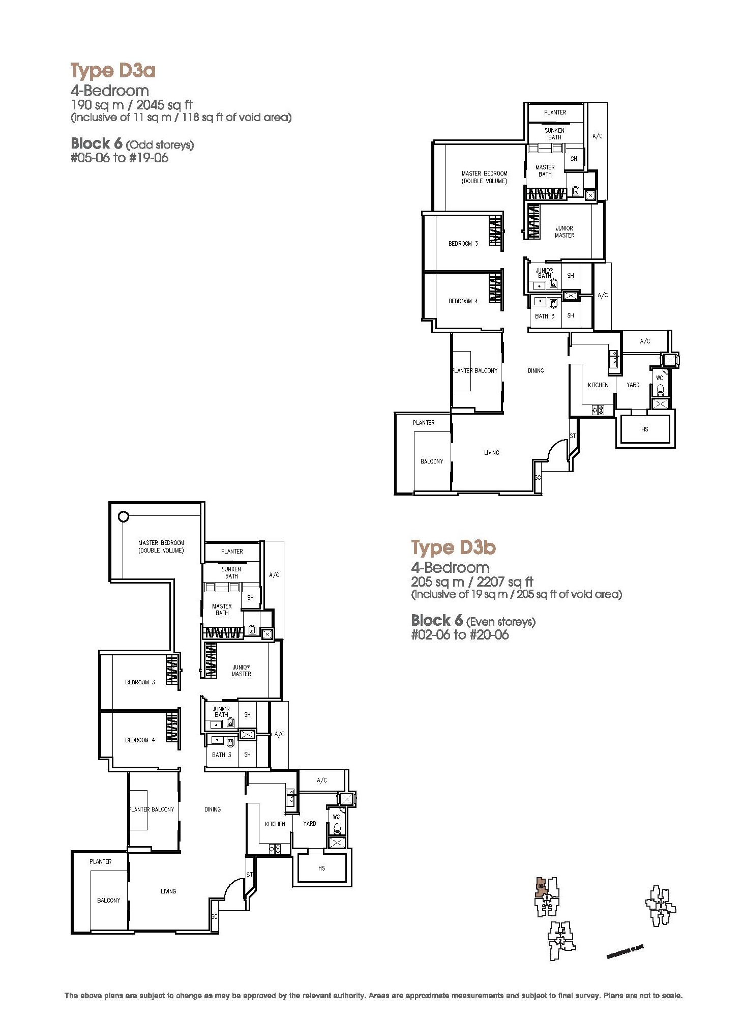 The Trizon 4 Bedroom Floor Plans Type D3a, D3b